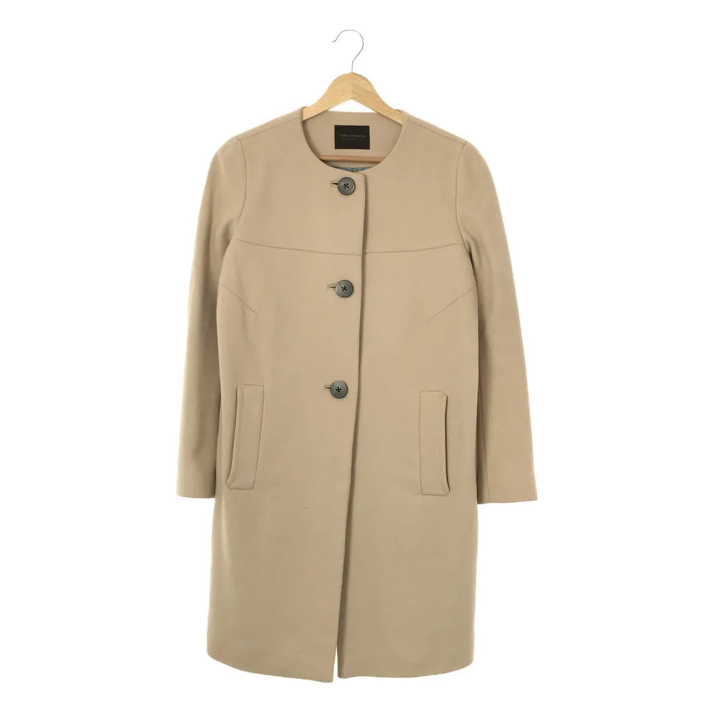 TOMORROWLAND collection / トゥモローランドコレクション | ウール メルトン ノーカラージャケット | 38 | ベージュ | レディース