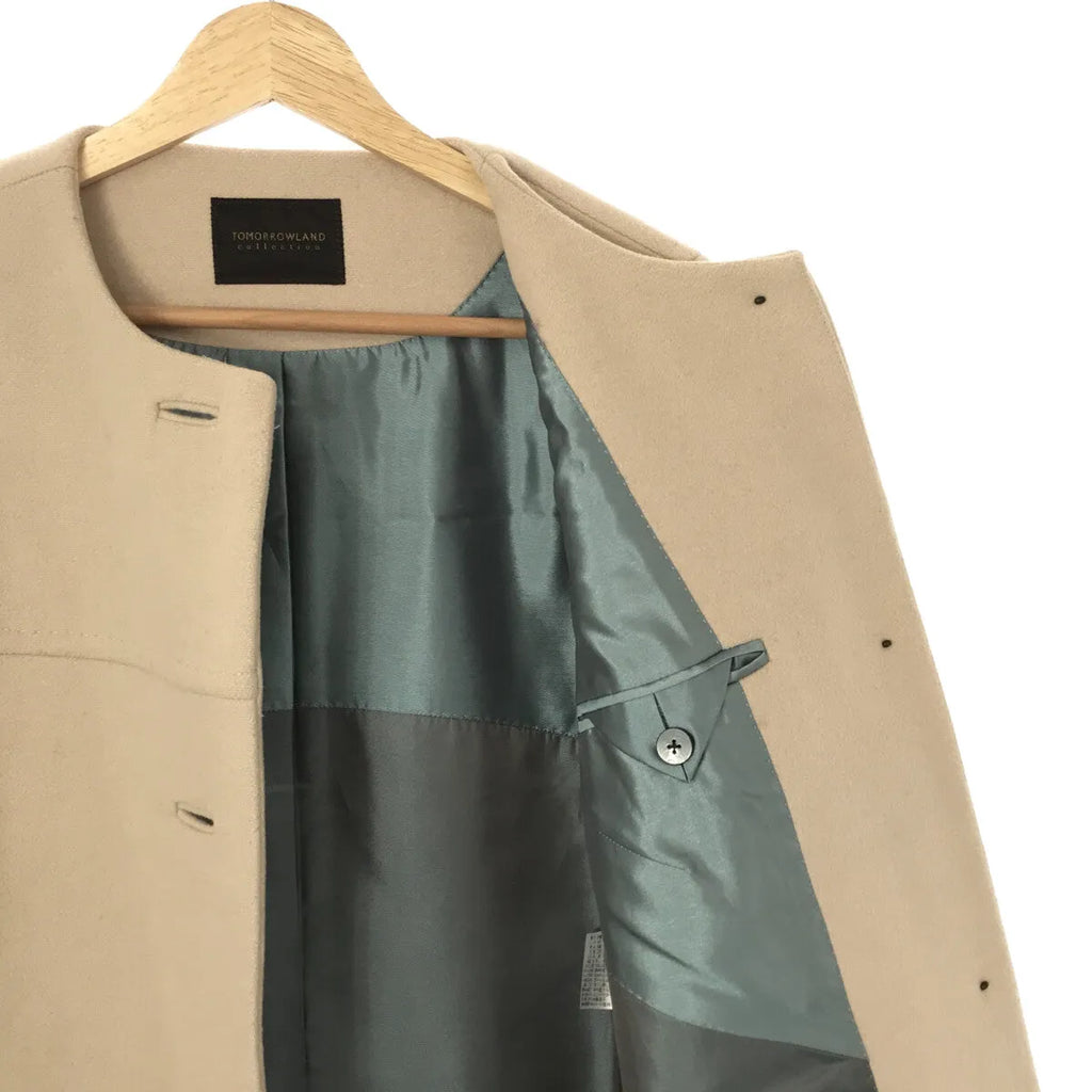 TOMORROWLAND collection / トゥモローランドコレクション | ウール メルトン ノーカラージャケット | 38 | ベージュ | レディース