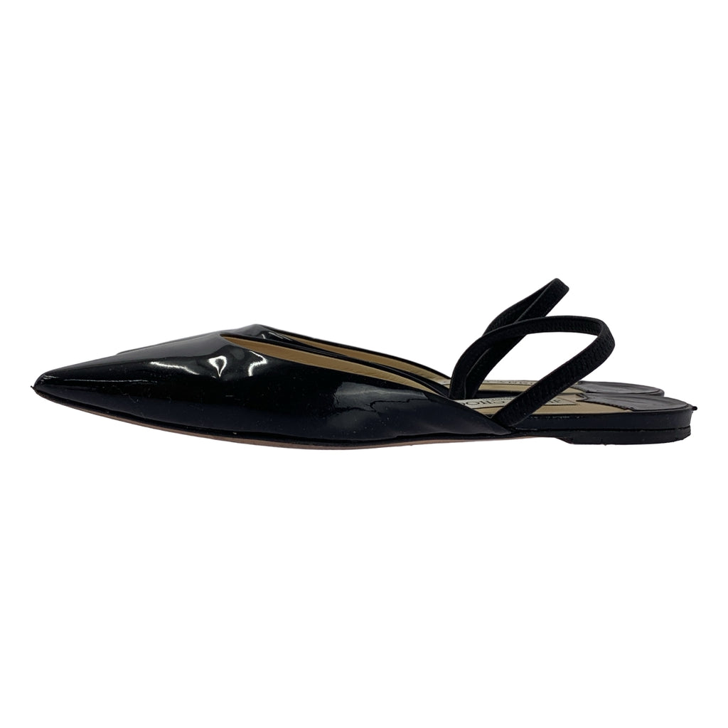 JIMMY CHOO / ジミーチュウ | パテントレザー ポインテッドトゥ ストラップ サンダル | 37 1/2 | ブラック | レディース