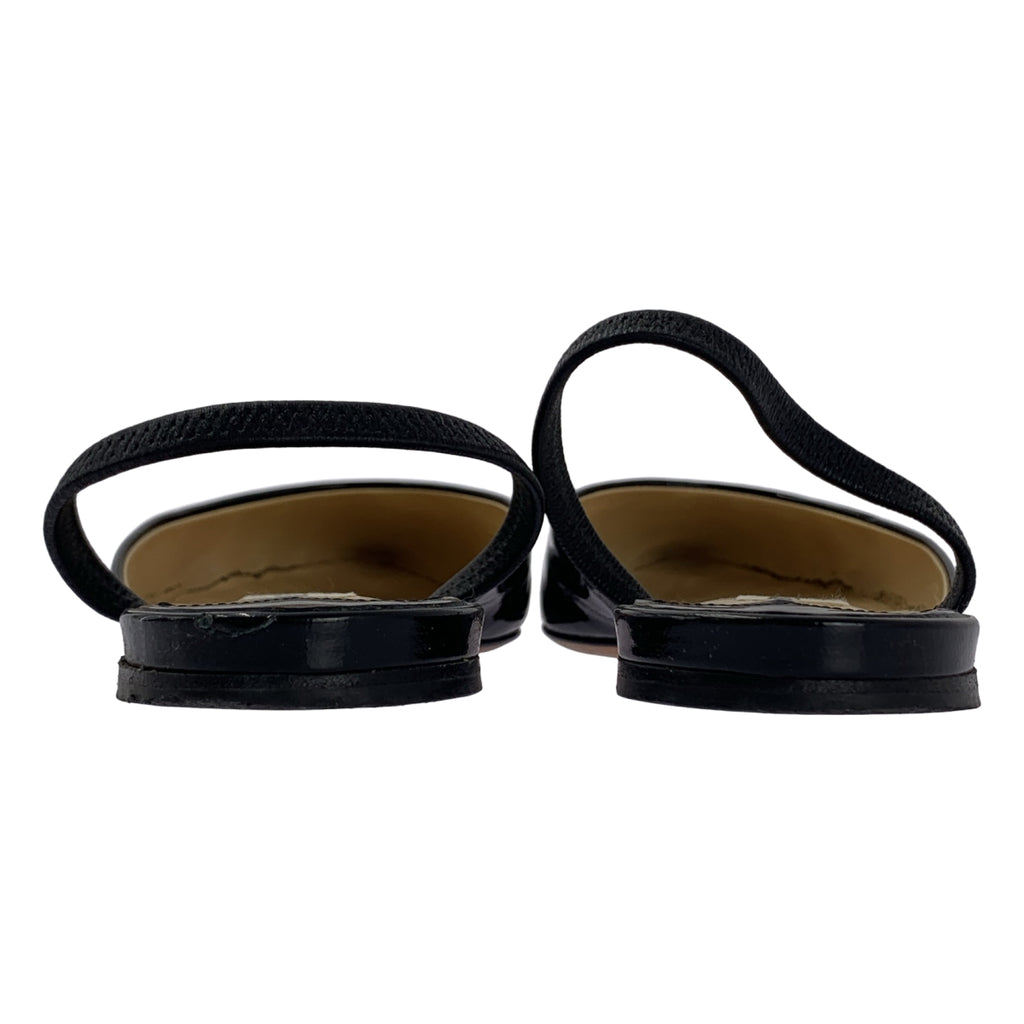 JIMMY CHOO / ジミーチュウ | パテントレザー ポインテッドトゥ ストラップ サンダル | 37 1/2 | ブラック | レディース