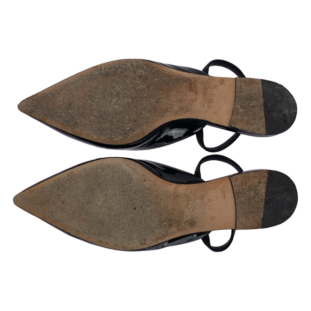 JIMMY CHOO / ジミーチュウ | パテントレザー ポインテッドトゥ ストラップ サンダル | 37 1/2 | ブラック | レディース