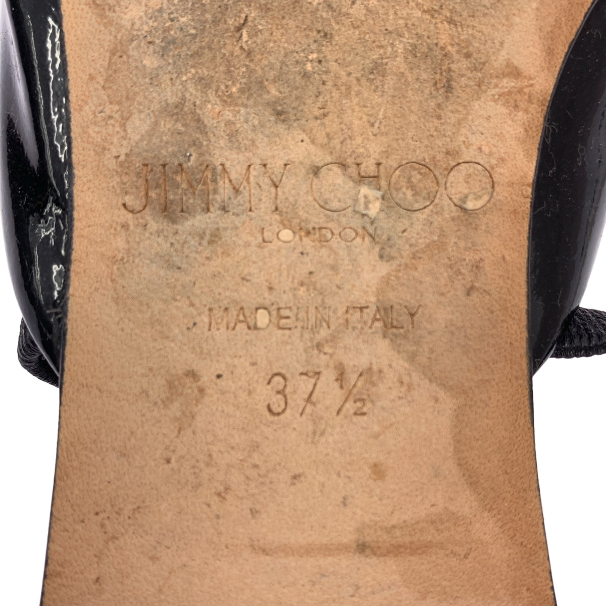 JIMMY CHOO / ジミーチュウ | パテントレザー ポインテッドトゥ ストラップ サンダル | 37 1/2 | ブラック | レディース