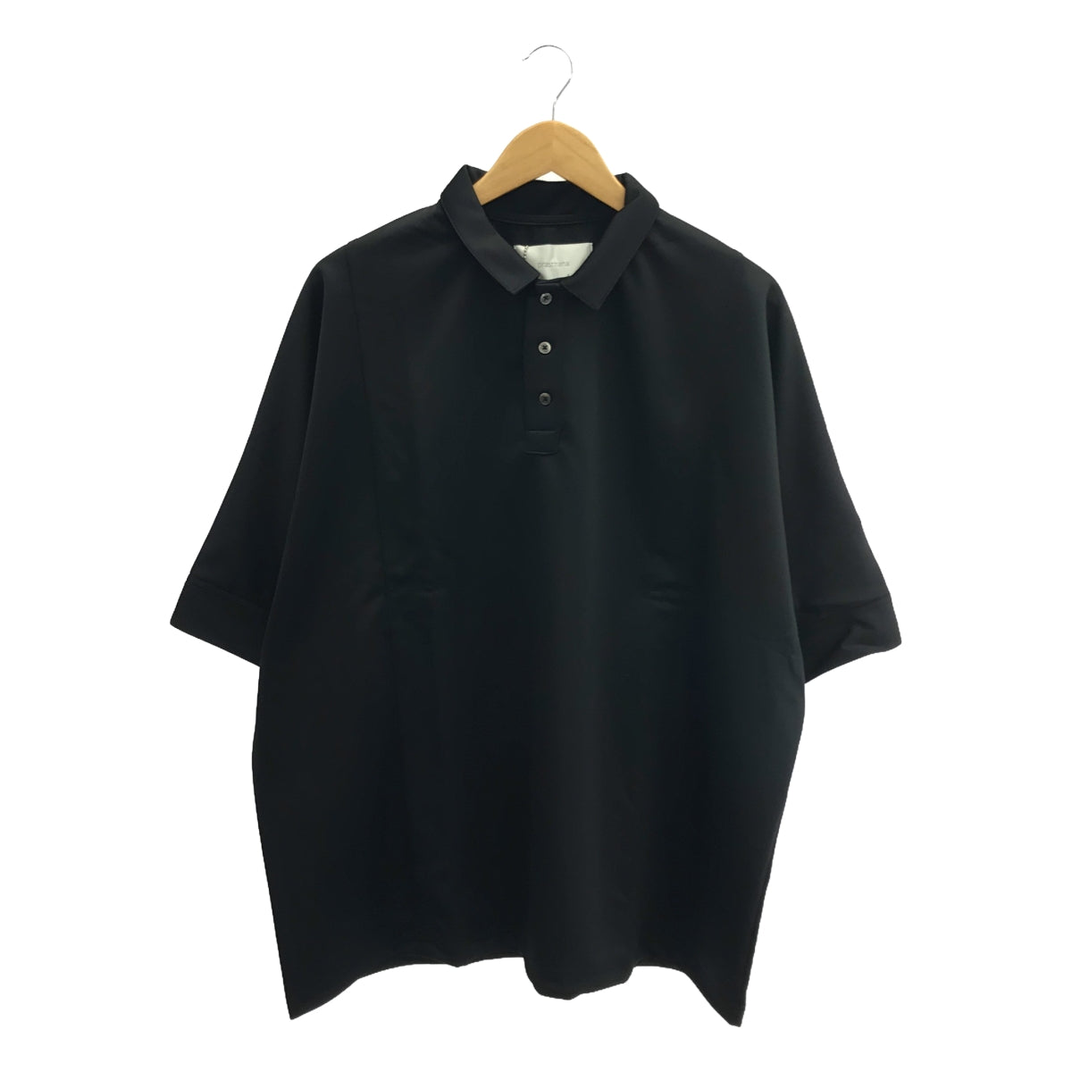 【新品】  prasthana / プラスターナ | dolman sleeve big polo ポロシャツ | M | ブラック | メンズ