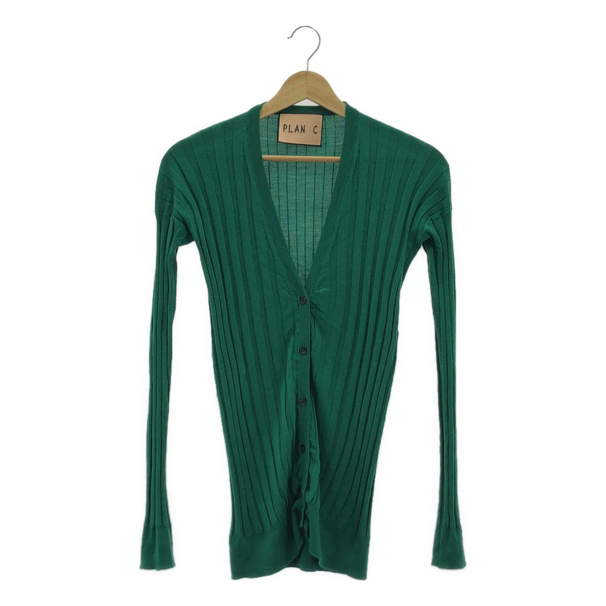 Plan C | 羊毛羅紋針織開襟衫 | 36碼 | 綠色 | 女款