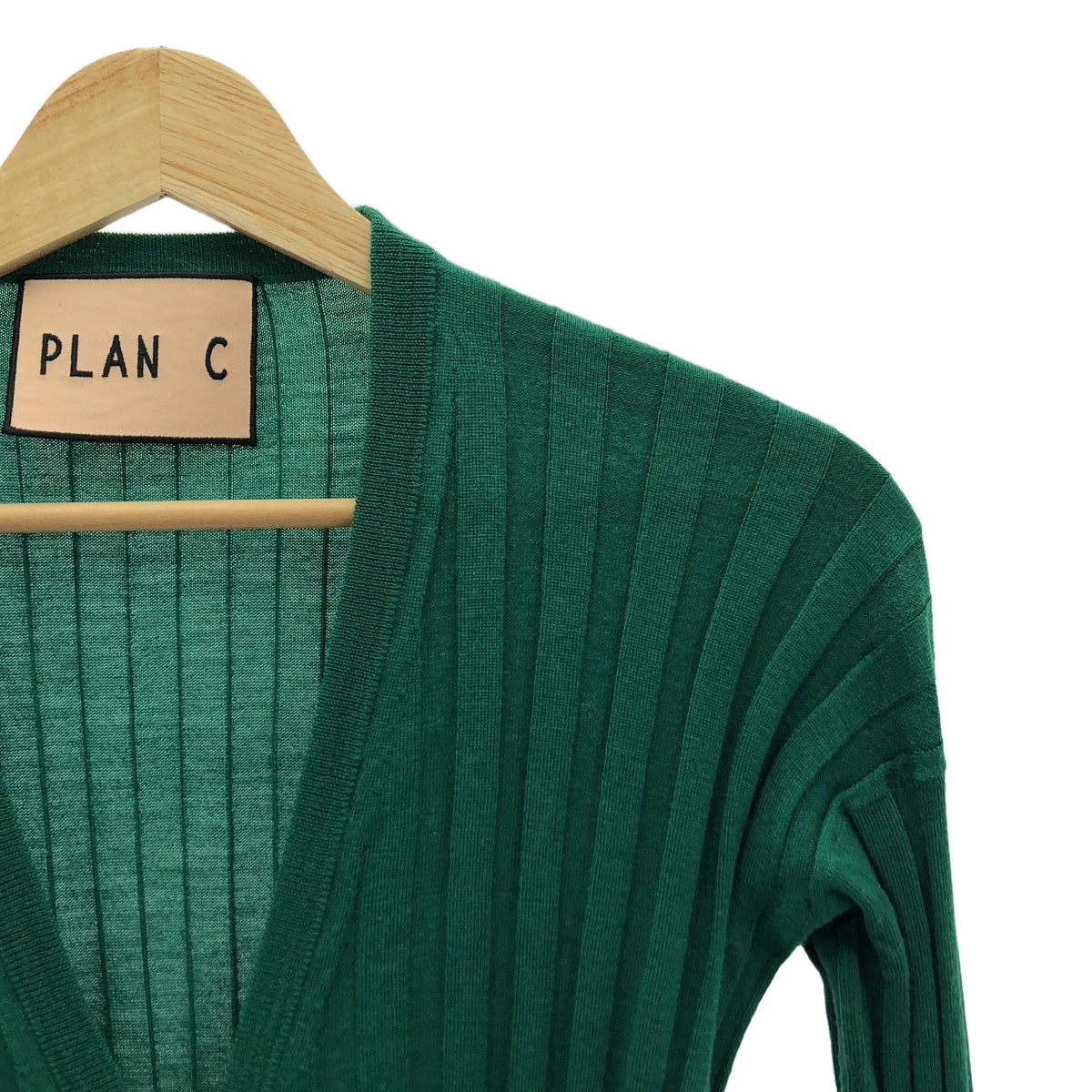 Plan C | 羊毛羅紋針織開襟衫 | 36碼 | 綠色 | 女款