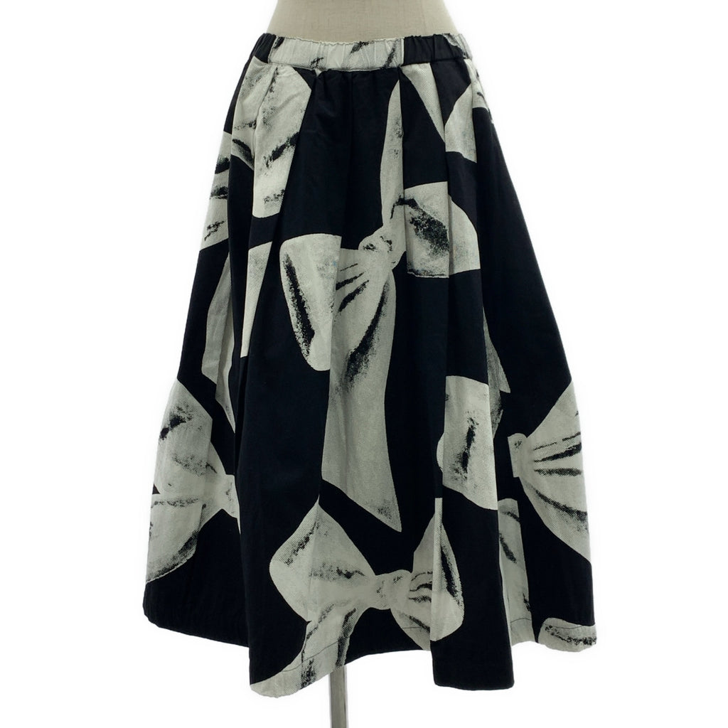 【美品】  COMME des GARCONS / コムデギャルソン | 2022SS | 総柄 オーバーシルエットドローストリング スカート | S | ブラック/ホワイト | レディース