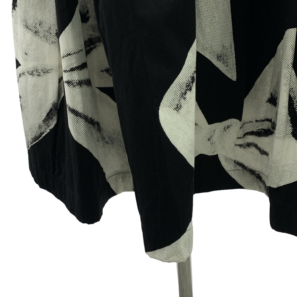 【美品】  COMME des GARCONS / コムデギャルソン | 2022SS | 総柄 オーバーシルエットドローストリング スカート | S | ブラック/ホワイト | レディース