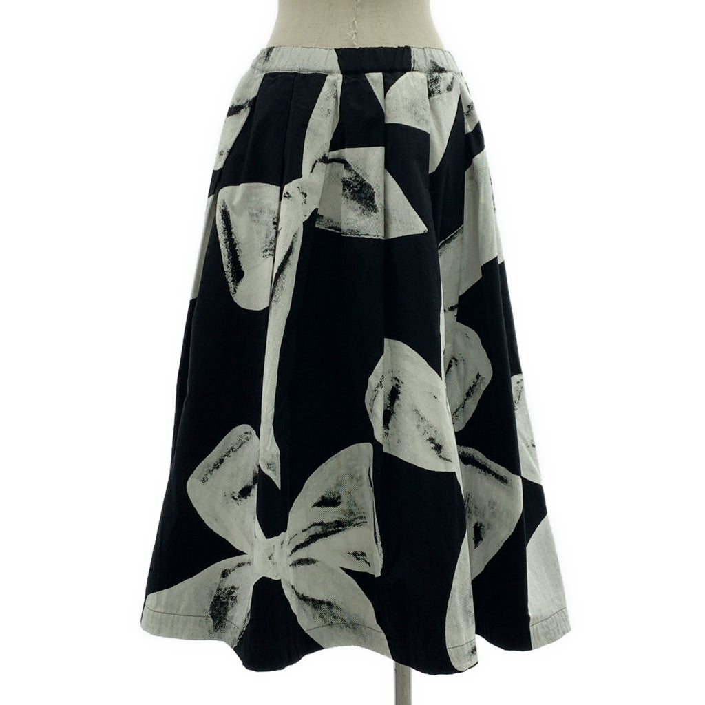 【美品】  COMME des GARCONS / コムデギャルソン | 2022SS | 総柄 オーバーシルエットドローストリング スカート | S | ブラック/ホワイト | レディース