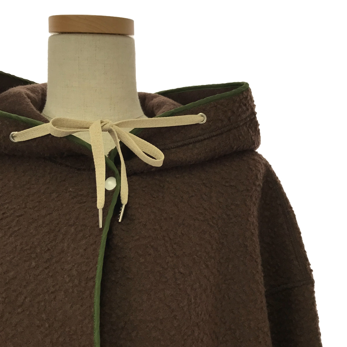 EARIH / EARIH | Belted Boa Liner Coat Hoodie | F | Dark Brown/Green | Women's