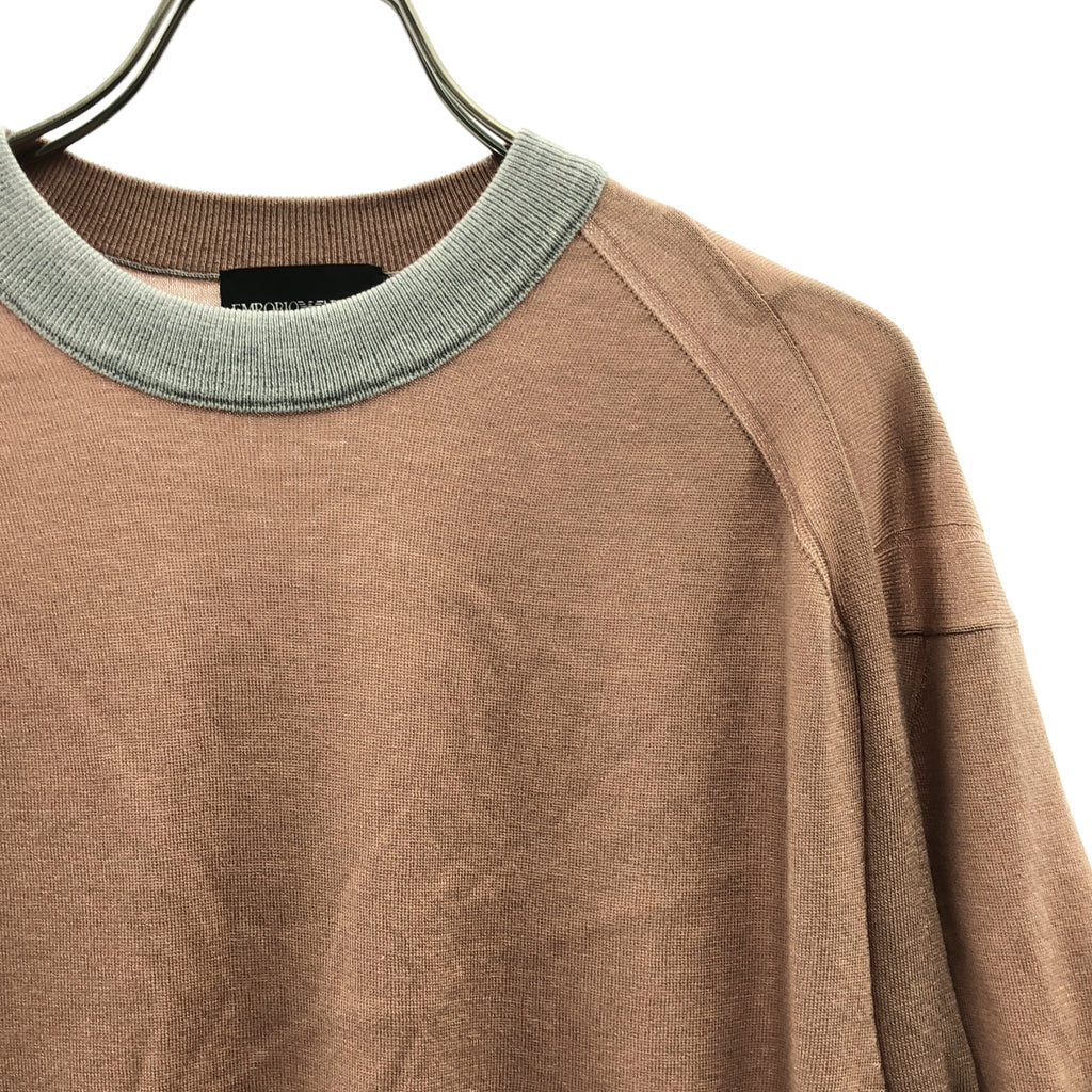 EMPORIO ARMANI / 엠포리오 아르마니 | ASV Lyocell and virgin wool-blend jumper / 실크 블렌드 로고 서머니트 컷소우 | XS |