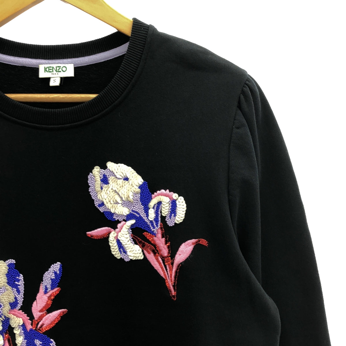 KENZO / 켄조 | Embroidery Flower Sweatshirt 자수 스웨트 | S | 블랙 | 여성