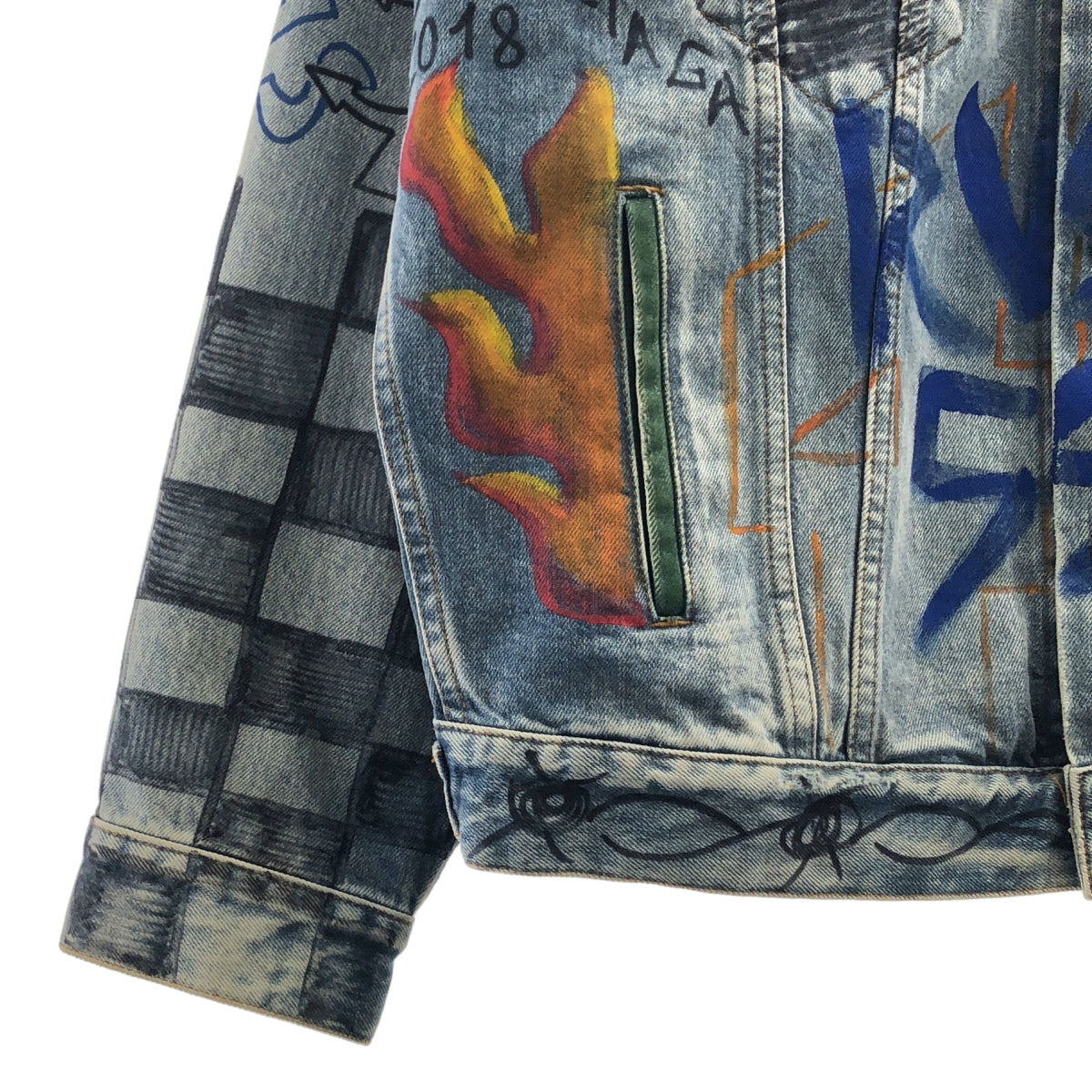 BALENCIAGA / バレンシアガ | 2018AW | Graffiti Denim Jacket オーバーサイズ グラフィティ デニムジャケット | 34 |