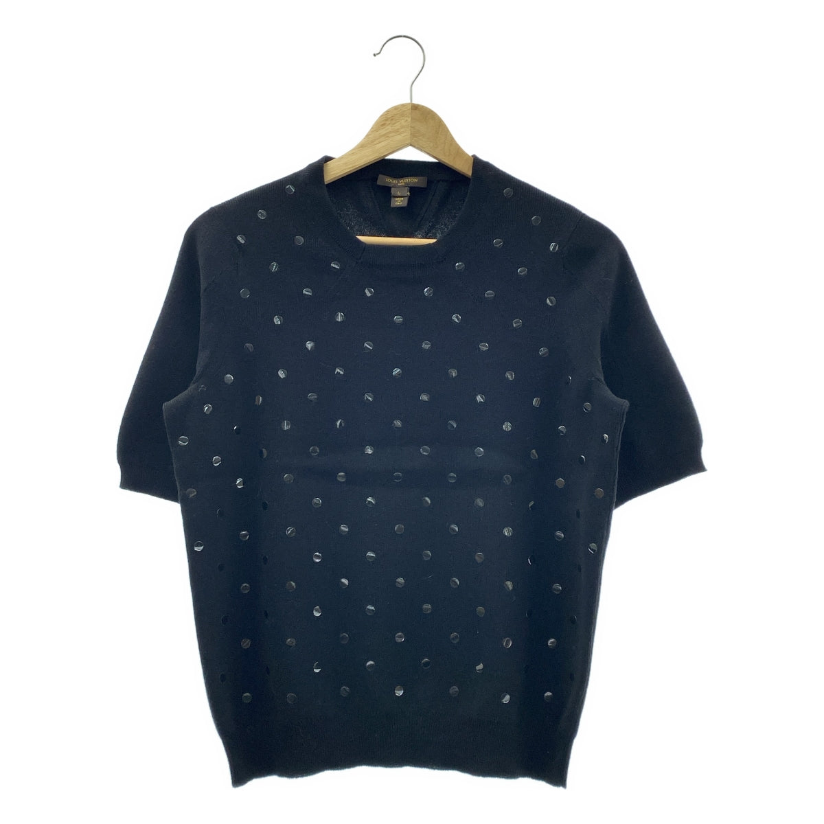 Louis Vuitton / ルイヴィトン | カシミヤ ドット クルーネック ショートスリーブ ニット | L | ブラック | レディース