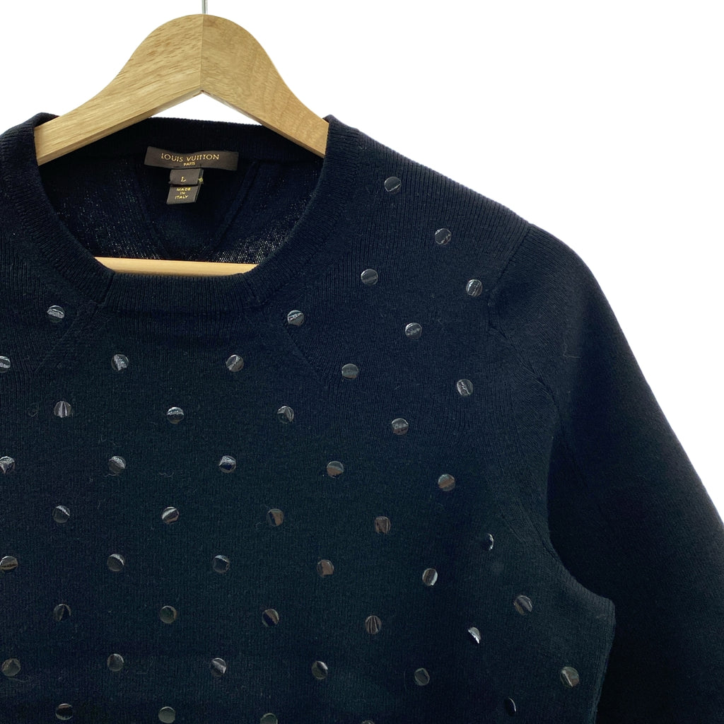 Louis Vuitton / ルイヴィトン | カシミヤ ドット クルーネック ショートスリーブ ニット | L | ブラック | レディース