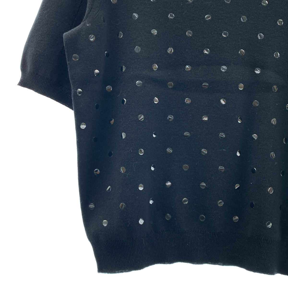 Louis Vuitton / ルイヴィトン | カシミヤ ドット クルーネック ショートスリーブ ニット | L | ブラック | レディース