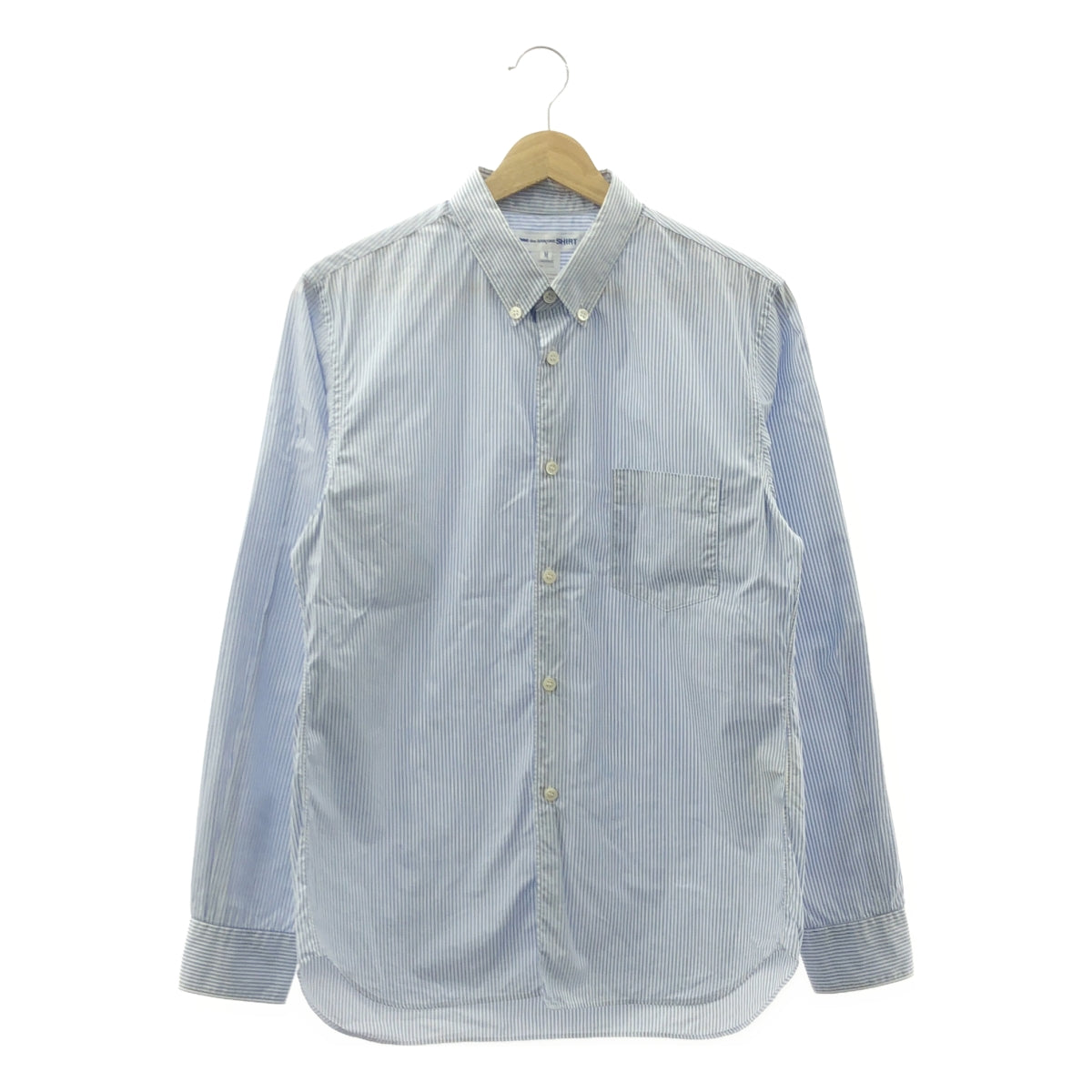 COMME des GARÇONS 襯衫 | 多條紋棉質羈絆襯衫 | M 碼 | 藍色/白色 | 男款