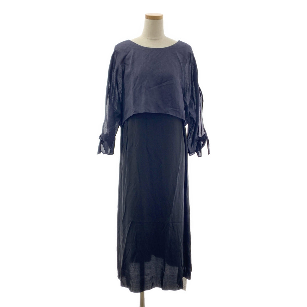 [新品] VERMEIL par iena | 2024SS | 混合材質洋裝 | F | 黑色/海軍藍 | 女款