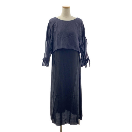 [新品] VERMEIL par iena | 2024SS | 混合材質洋裝 | F | 黑色/海軍藍 | 女款