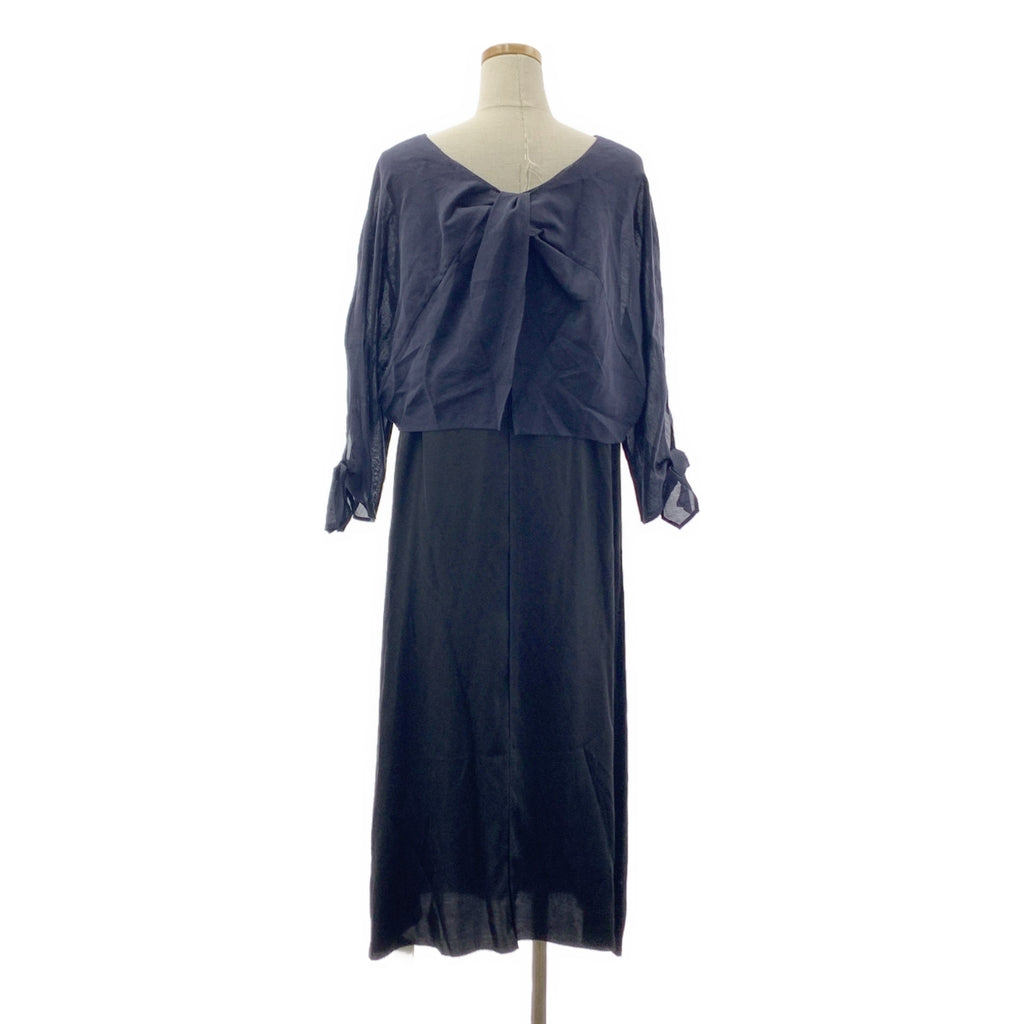 [新品] VERMEIL par iena | 2024SS | 混合材質洋裝 | F | 黑色/海軍藍 | 女款