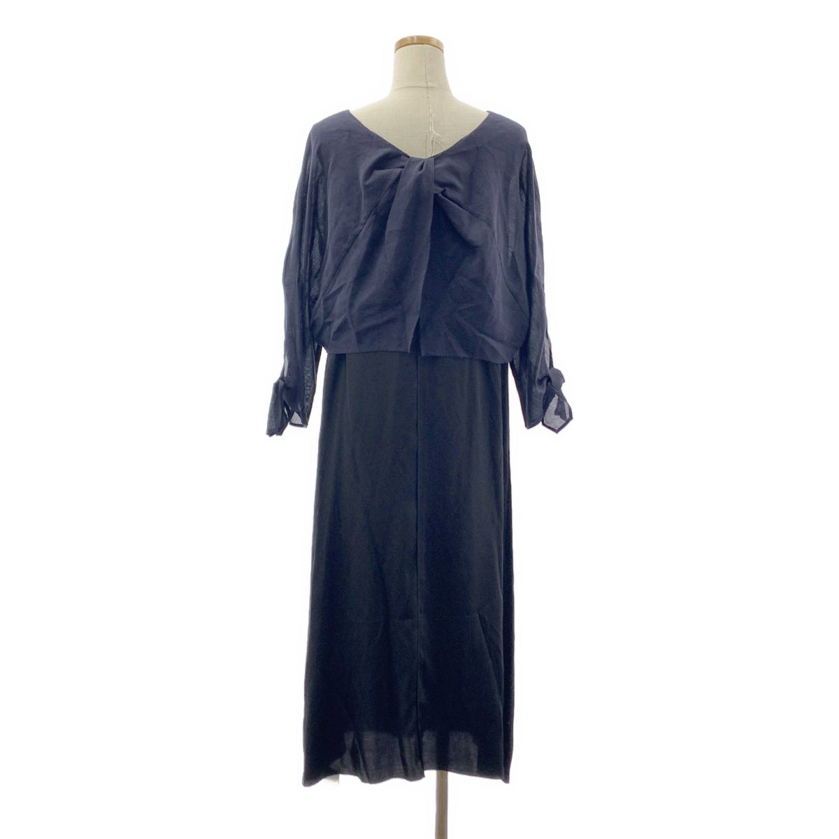 [新品] VERMEIL par iena | 2024SS | 混合材質洋裝 | F | 黑色/海軍藍 | 女款