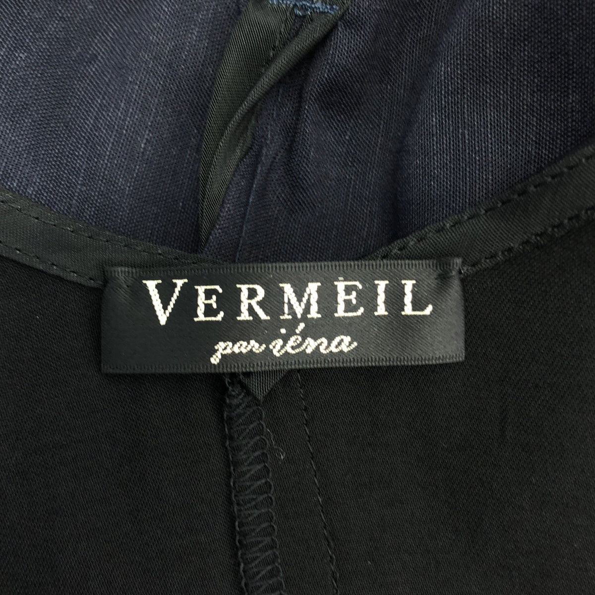 [新品] VERMEIL par iena | 2024SS | 混合材質洋裝 | F | 黑色/海軍藍 | 女款