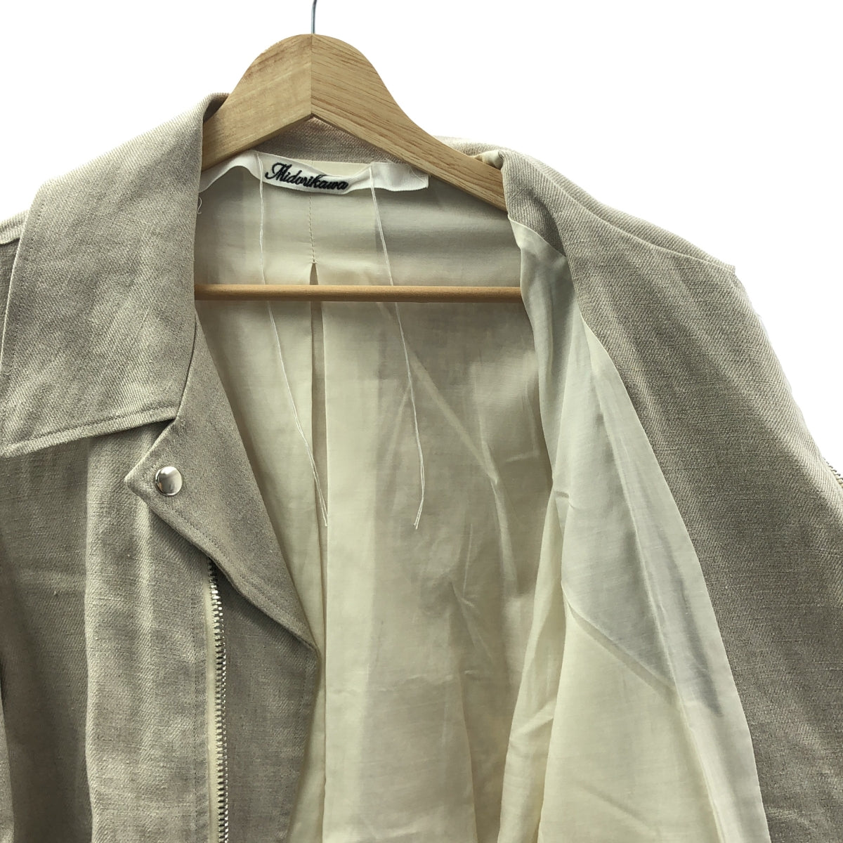 【新品】  Midorikawa / ミドリカワ | 2023SS | SAFILIN LINEN RIDERS JKT サフィランリネン ダブルライダースジャケット | S | IVORY / アイボリー | メンズ
