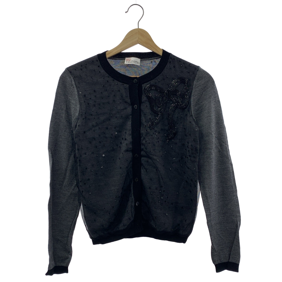 RED VALENTINO | 亮片緞帶圓領開襟衫 |