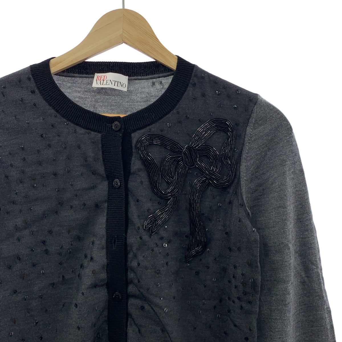 RED VALENTINO | 亮片緞帶圓領開襟衫 |