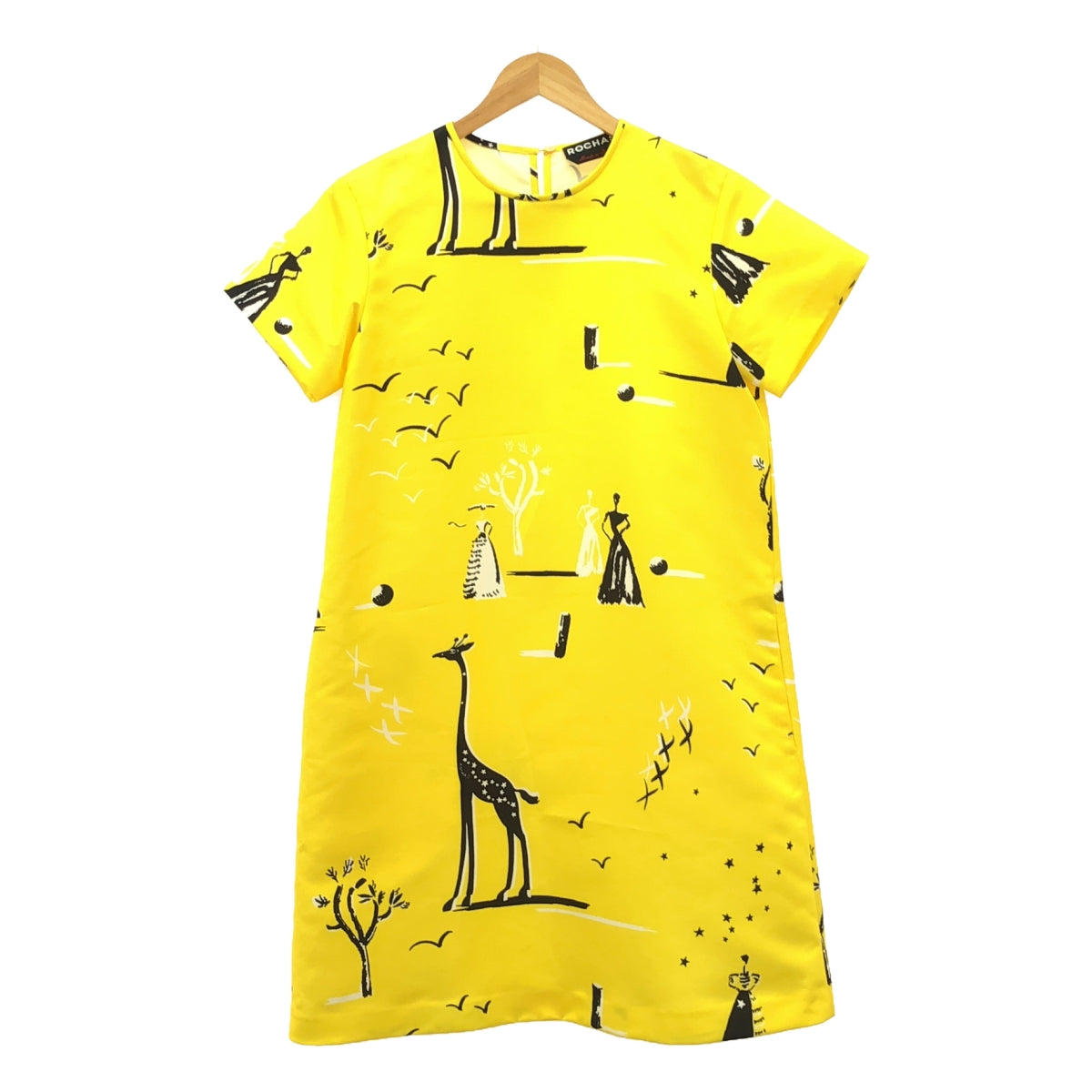 ROCHAS | Printed Poly Dress | Size 40 | Yellow | Women's