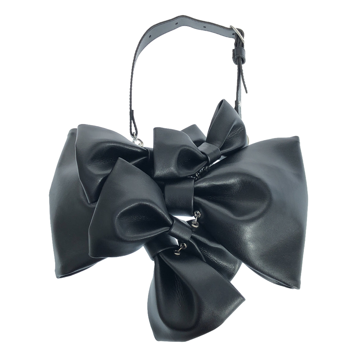 【美品】  noir kei ninomiya / ノワールケイニノミヤ | 2024AW | Multi Bow Tie Necklace / レザー リボン装飾 ストラップ チョーカー ネックレス | black | レディース