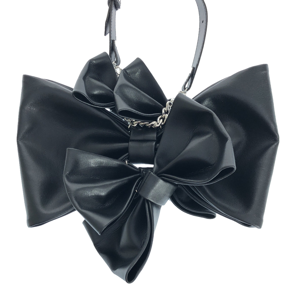 【美品】  noir kei ninomiya / ノワールケイニノミヤ | 2024AW | Multi Bow Tie Necklace / レザー リボン装飾 ストラップ チョーカー ネックレス | black | レディース