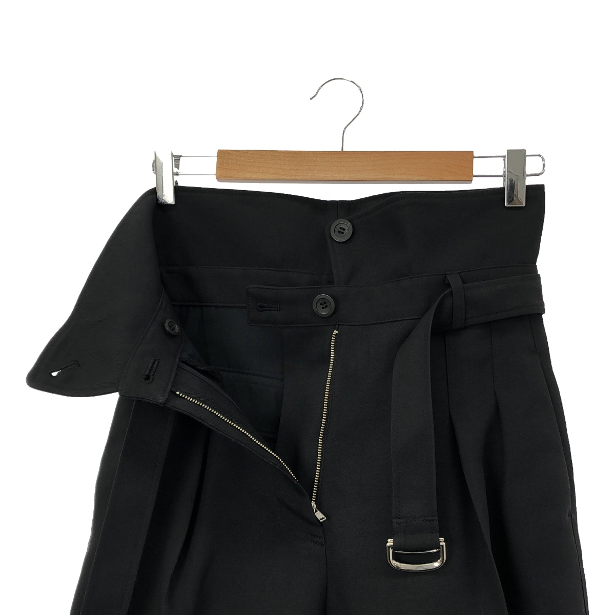 【美品】  deres / デレス | 2023SS | First step pant ハイウエスト 2タック ベルテッド ファーストステップパンツ | 1 | ブラック | レディース