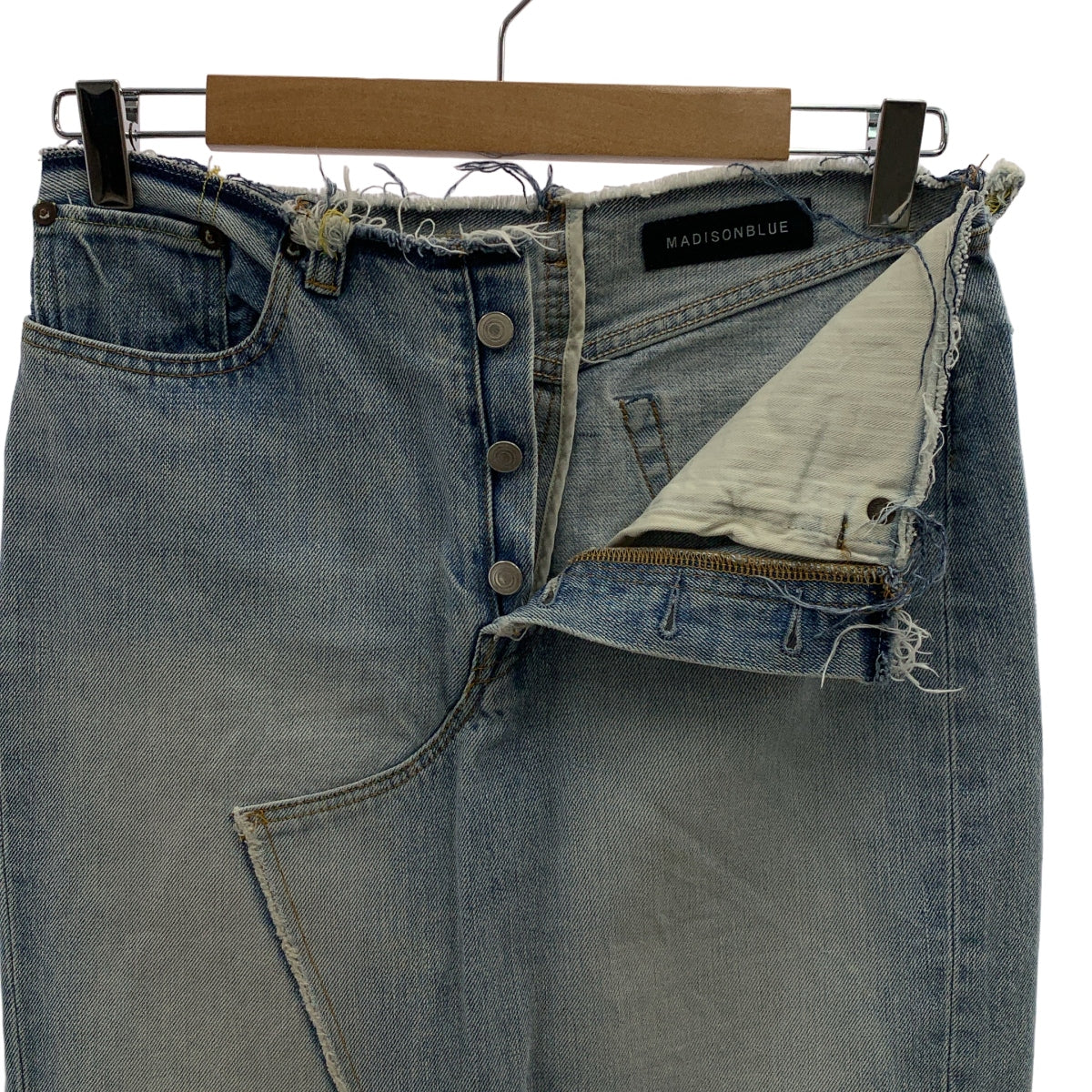 MADISON BLUE / マディソンブルー | ヴィンテージ加工 カットオフ バックスリット デニムスカート | 00 | インディゴ | レディース
