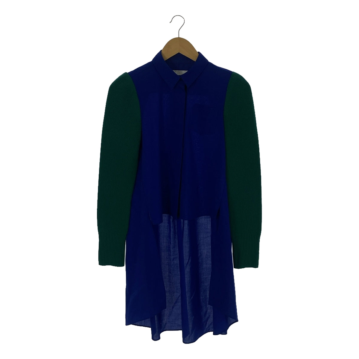 [Good Condition] sacai | Suiting Mix Shirt / Mixed Material Combination Shirt Dress | 1 | Blue/Green | Women's