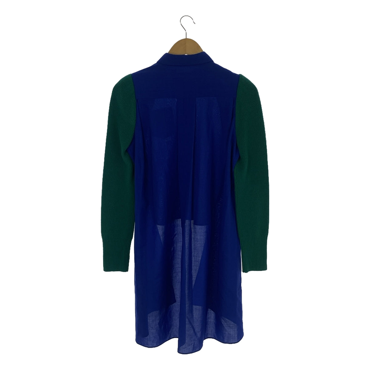 [Good Condition] sacai | Suiting Mix Shirt / Mixed Material Combination Shirt Dress | 1 | Blue/Green | Women's