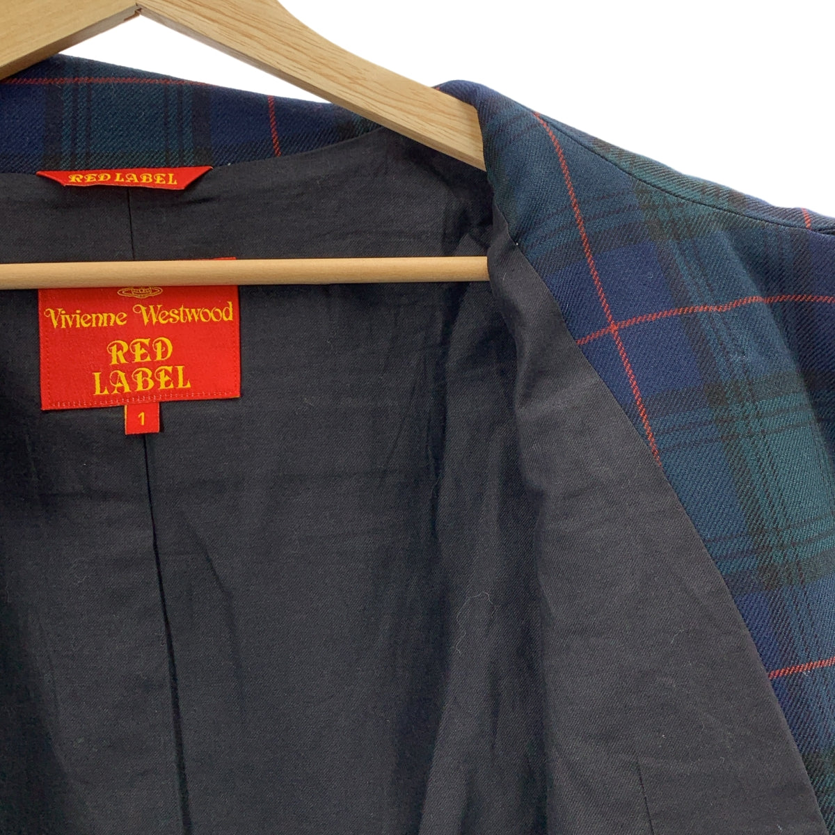 VIVIENNE WESTWOOD RED LABEL / ヴィヴィアンウエストウッドレッドレーベル | ウール チェック オーブボタン ショート トレンチ ジャケット | 1 | レディース