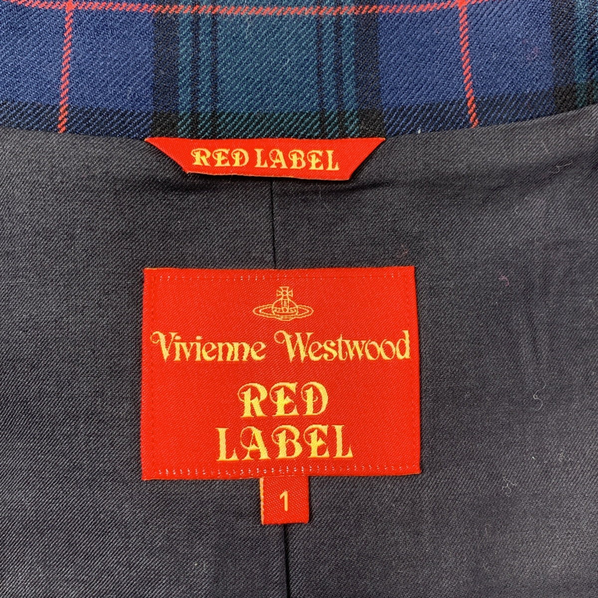 VIVIENNE WESTWOOD RED LABEL / ヴィヴィアンウエストウッドレッドレーベル | ウール チェック オーブボタン ショート トレンチ ジャケット | 1 | レディース
