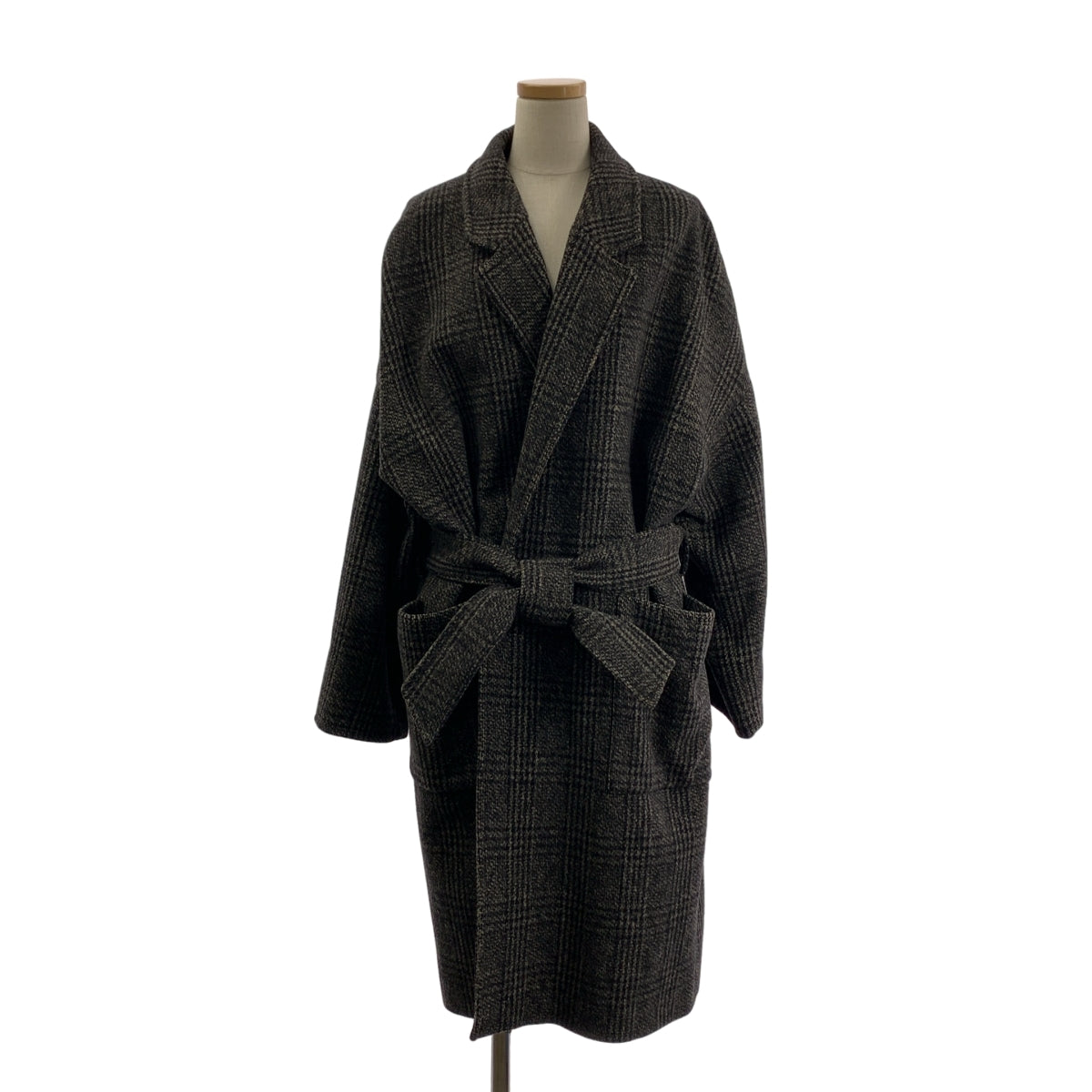 ALLSAINTS | LARA 格紋羊毛繫帶大衣 | M碼 | 女款