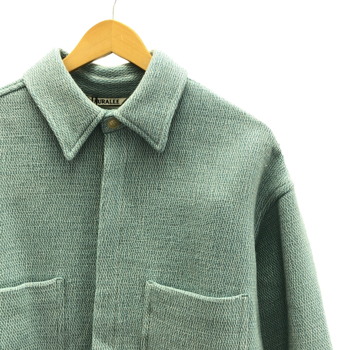 AURALEE / 오라리 | SHETLAND WOOL COTTON SHIRTS BLOUSON 울 코튼 혼합 셔츠 블루존 | 1 | 블루 | 여성