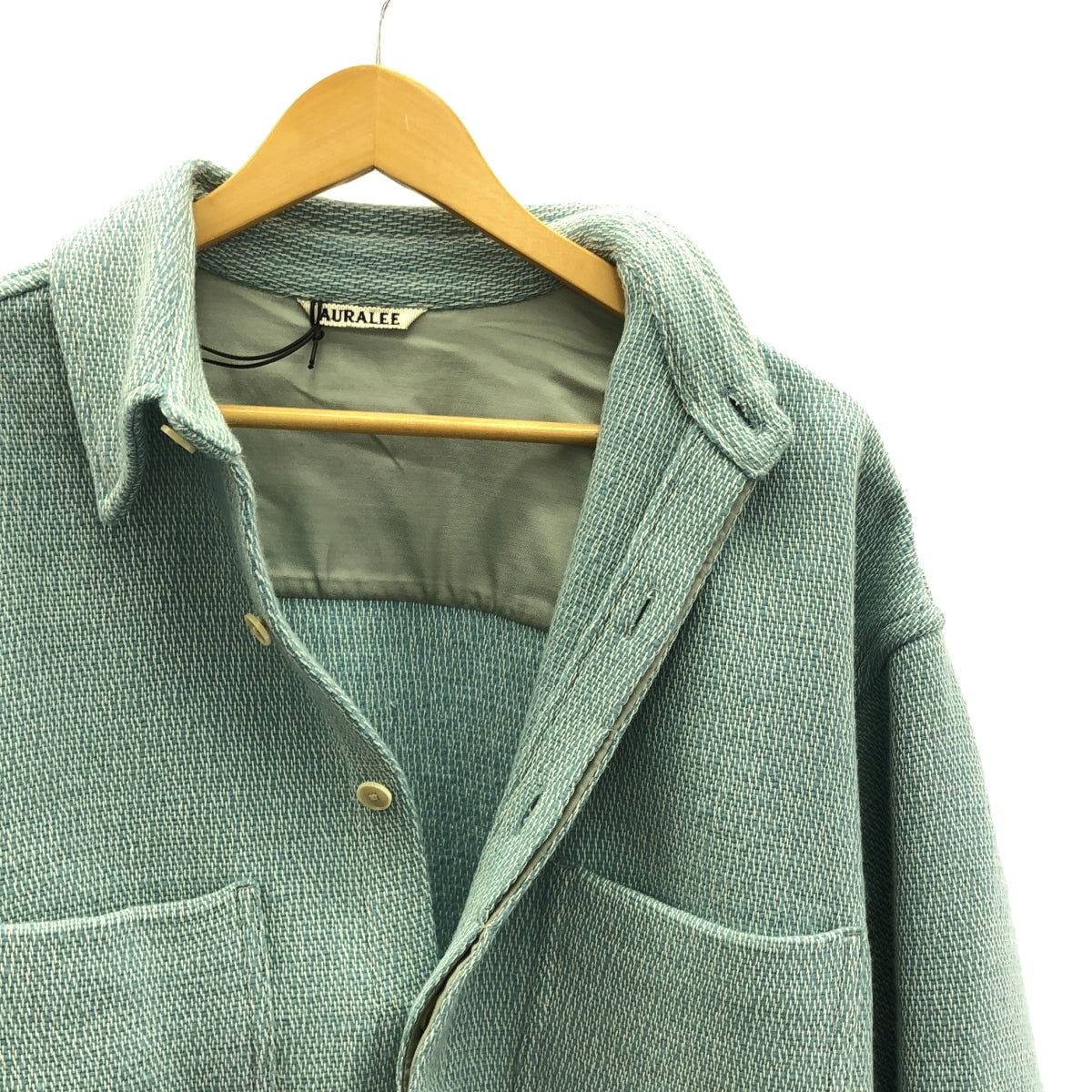 AURALEE / 오라리 | SHETLAND WOOL COTTON SHIRTS BLOUSON 울 코튼 혼합 셔츠 블루존 | 1 | 블루 | 여성