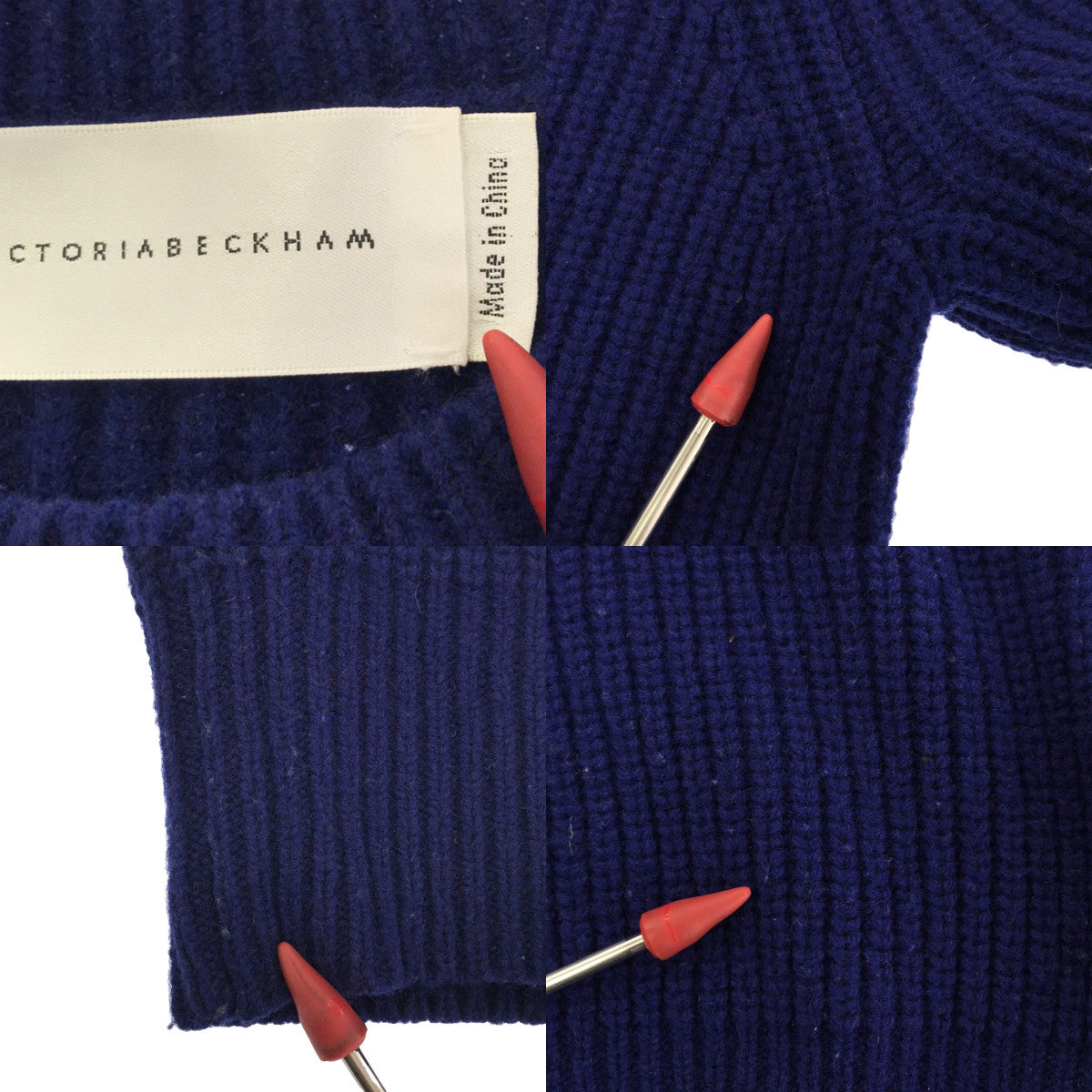 VICTORIA BECKHAM | Ribbed crew neck sweater | UK8 | Blue/Black | Women's