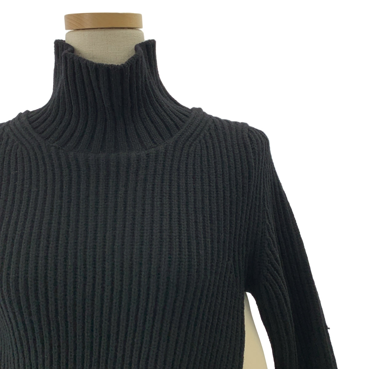 sacai / 사카이 | 2023AW | Wool Knit x Satin Bonding Dress / 울 다른 소재 전환 도킹 비대칭 하이넥 니트 원피스 | 1 |