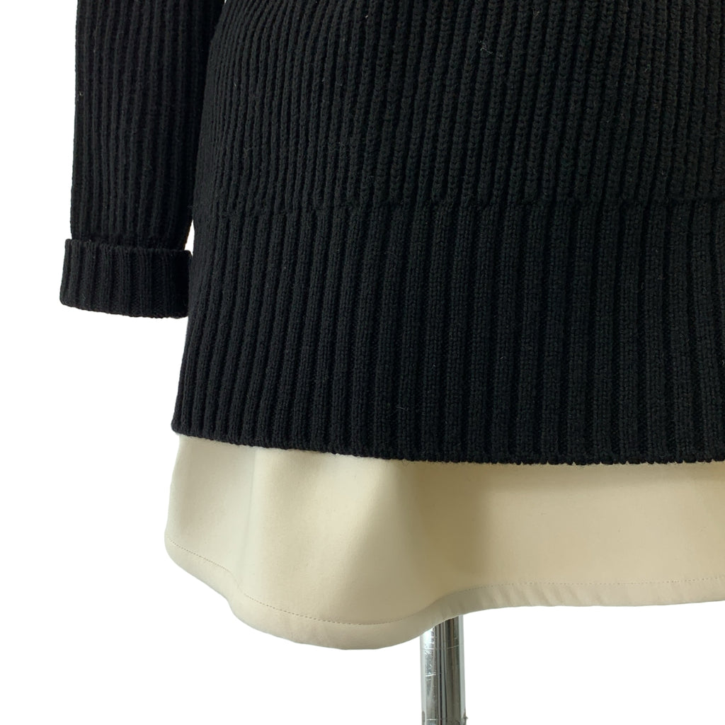 sacai / 사카이 | 2023AW | Wool Knit x Satin Bonding Dress / 울 다른 소재 전환 도킹 비대칭 하이넥 니트 원피스 | 1 |