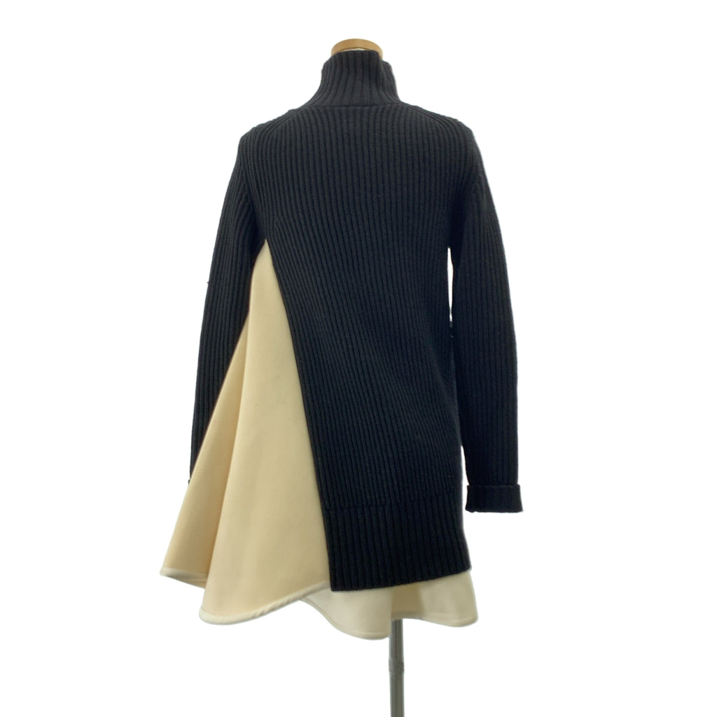 sacai / 사카이 | 2023AW | Wool Knit x Satin Bonding Dress / 울 다른 소재 전환 도킹 비대칭 하이넥 니트 원피스 | 1 |