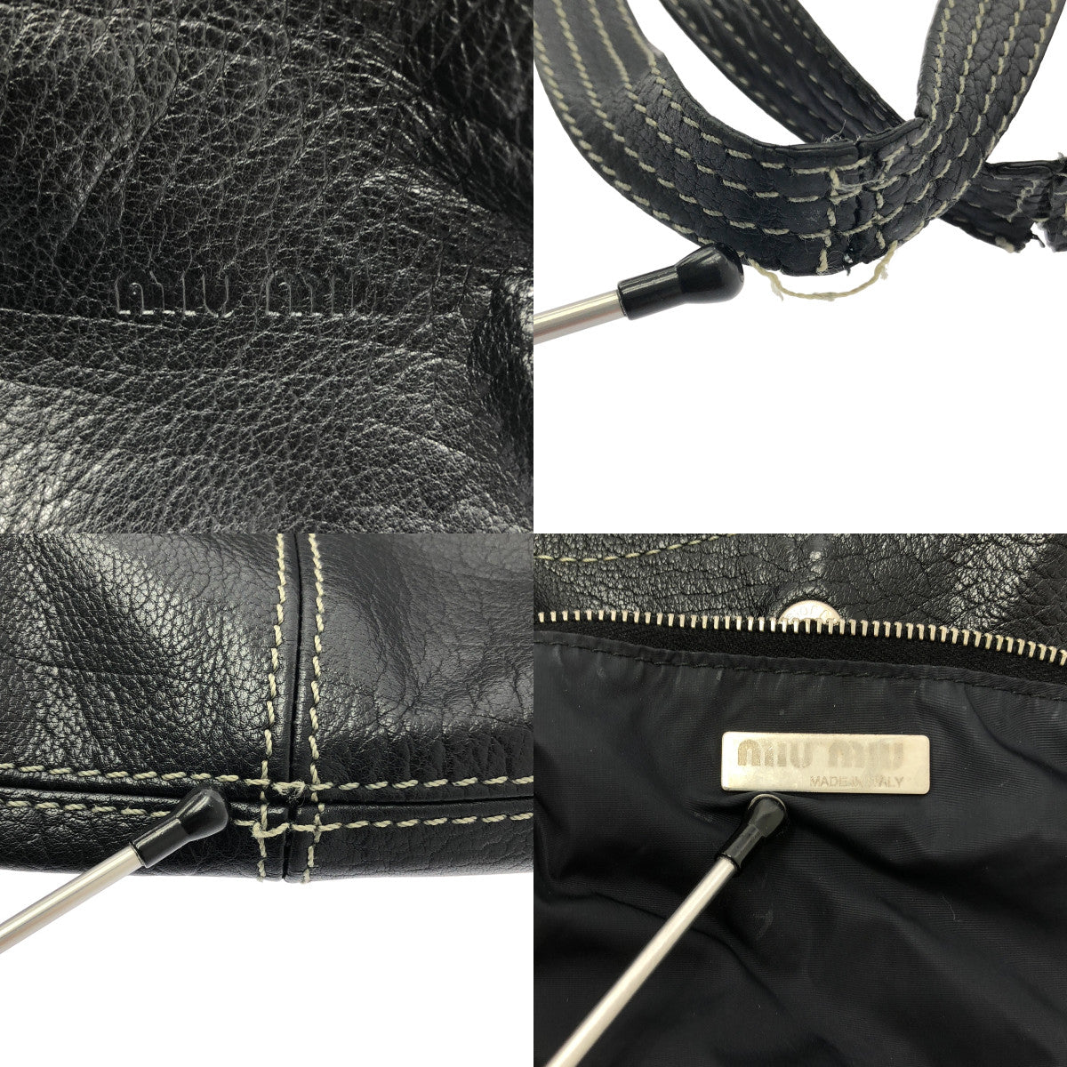 miu miu / 뮤 뮤 | 스티치 가죽 토트 백 |