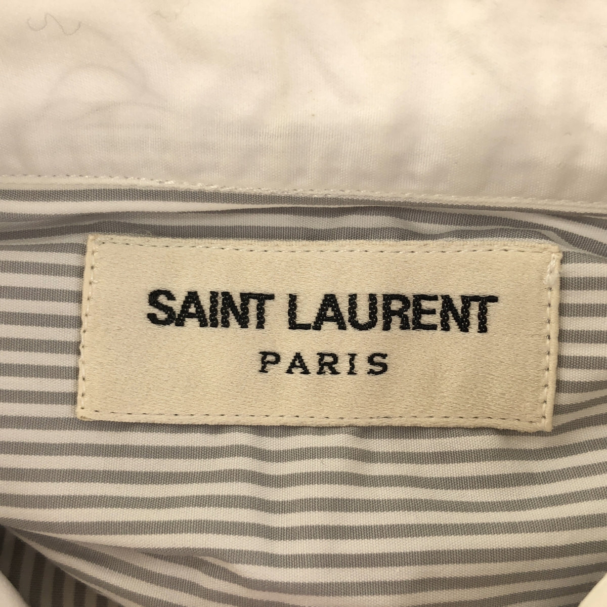 SAINT LAURENT PARIS | Edith Slimane period cotton striped clerical shirt | 39 /15 1/2 | Men's