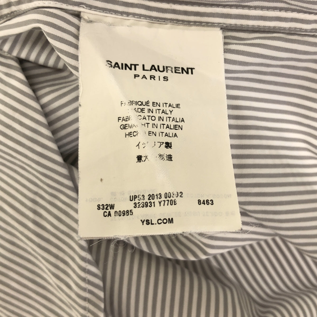 SAINT LAURENT PARIS | Edith Slimane period cotton striped clerical shirt | 39 /15 1/2 | Men's