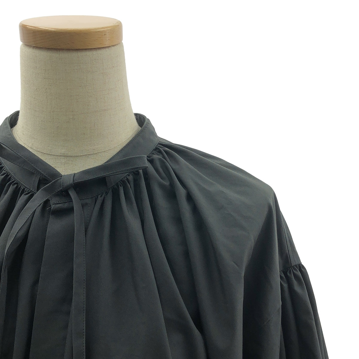 HYKE / ハイク | T/C GATHERED DRESS ギャザー ドレス ワンピース | 2 | グレー | レディース