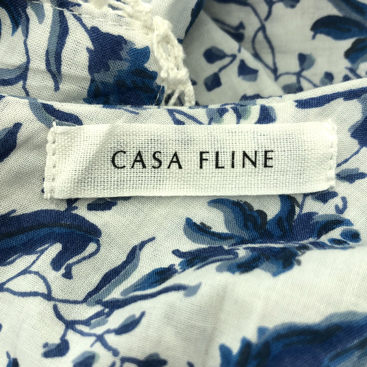 CASA FLINE / カーサフライン | コットン イレヘム プリント ドレス ノースリーブワンピース | F |