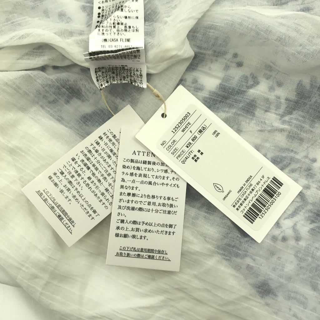 CASA FLINE / カーサフライン | コットン イレヘム プリント ドレス ノースリーブワンピース | F |